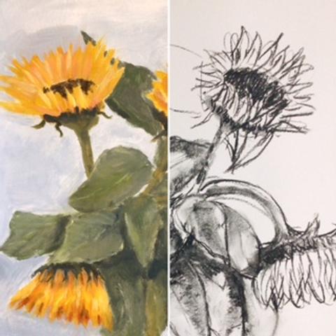 Zonnebloemen schilderen