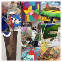 Workshops kleurrijk schilderen met acrylverf, art-journal of collage maken.