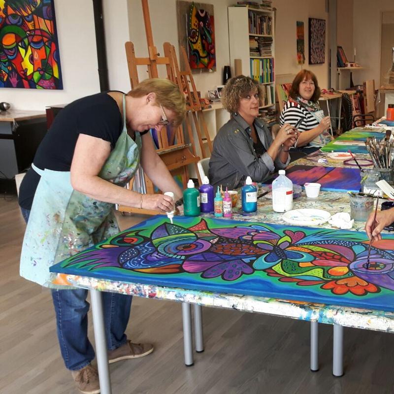 Workshops kleurrijk schilderen met acrylverf, art-journal of collage maken. — foto 5