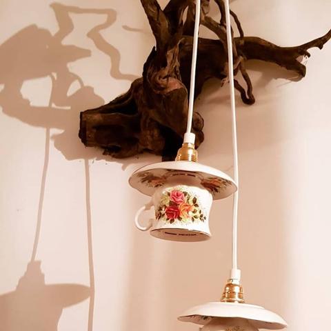 Workshop lamp maken van servies