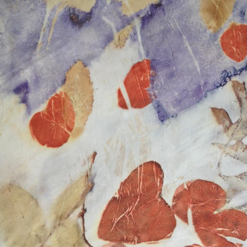 Dancing leaves |  twee zijden sjaals plantaardig verven en ecoprinten — foto 5