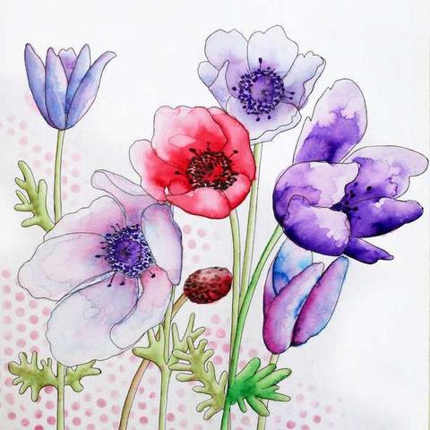 Bloemen schilderen met ecoline brushpen 18+